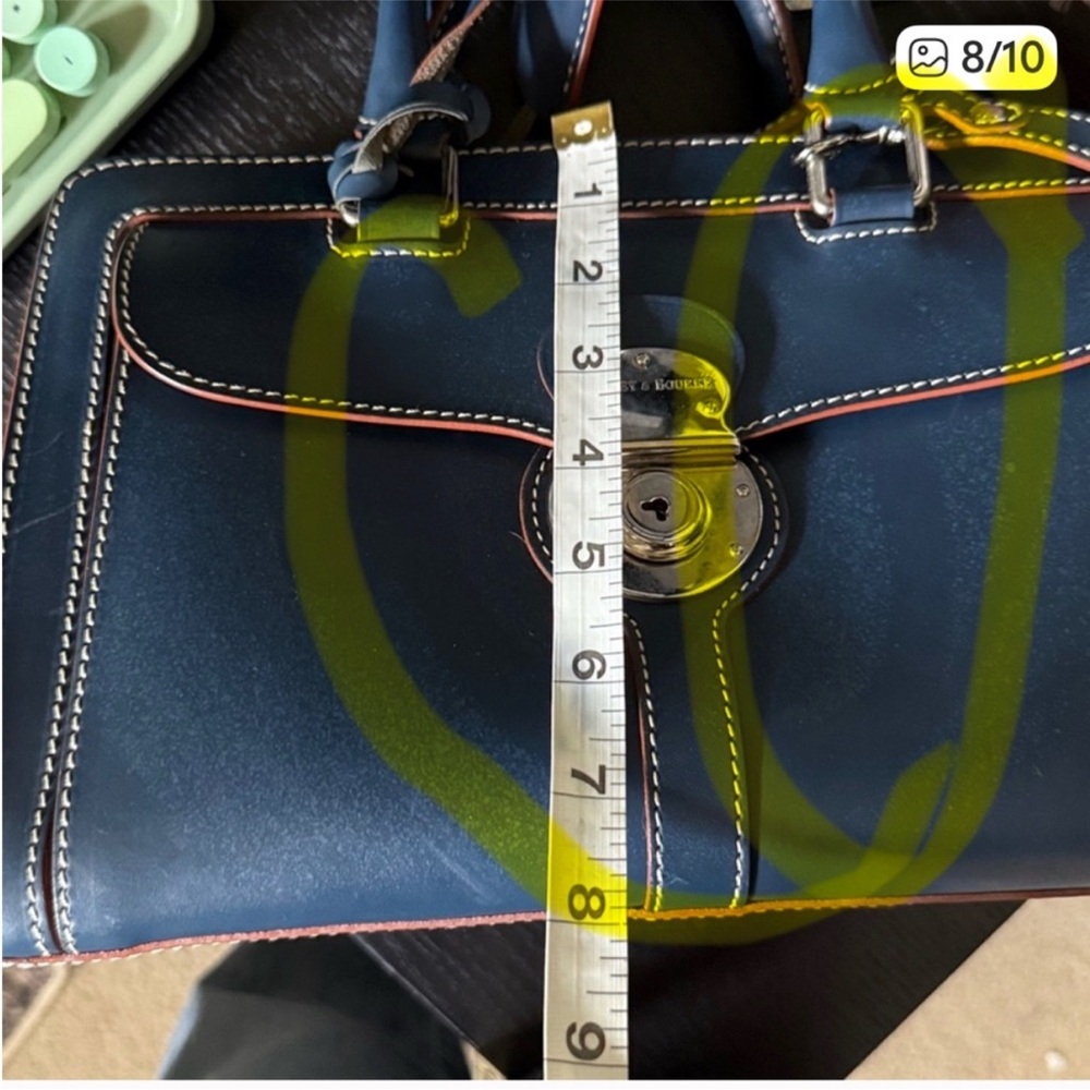 Dooney & Bourke Navy Satchel with Tan Trim - Picture 10 of 10